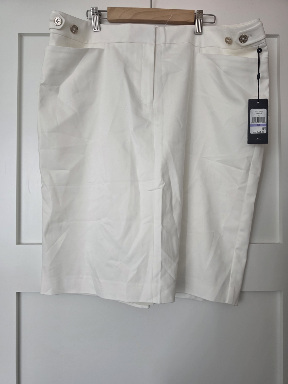 Tommy Hilfiger White Tailored Skirt with Button Waist Detail *FLAW